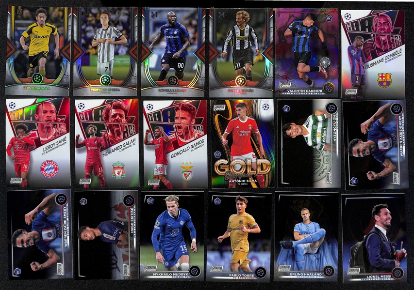 Lot of (37) 2022-23 UEFA Soccer Cards inc. Immaculate Joao Felix Signature Moves Booklet Autograph Patch (#/50), Museum Collection Alphonso Davies Autograph Patch (#/75), +